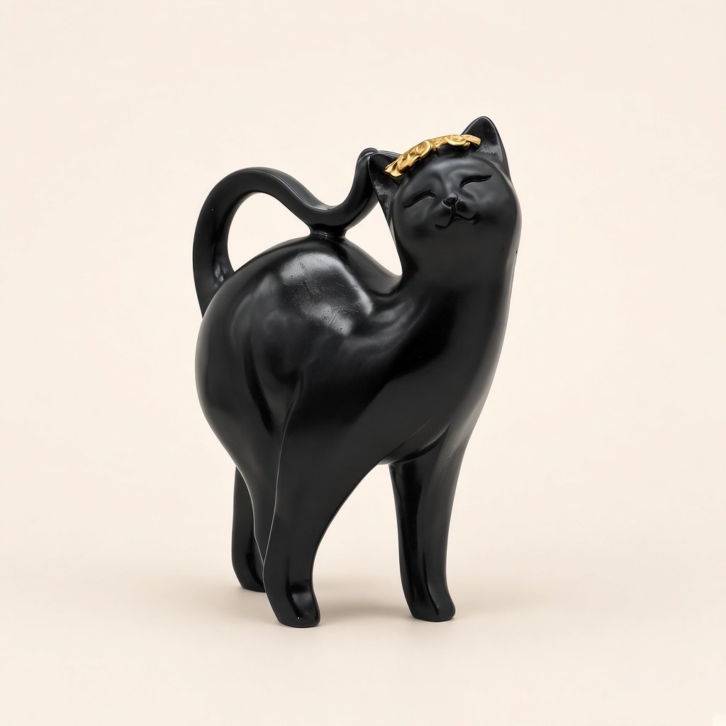 Black Cat with Golden Accent