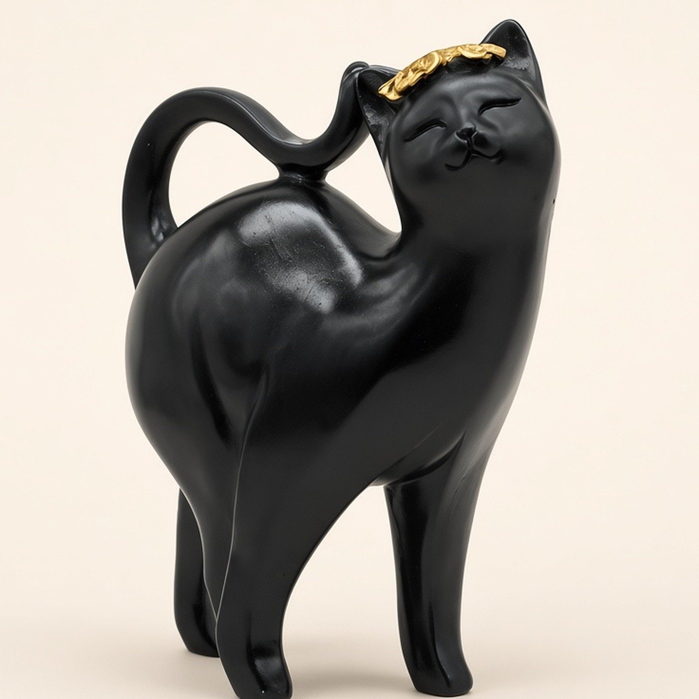 Black Cat with Golden Accent