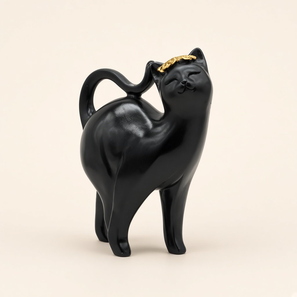 Black Cat with Golden Accent