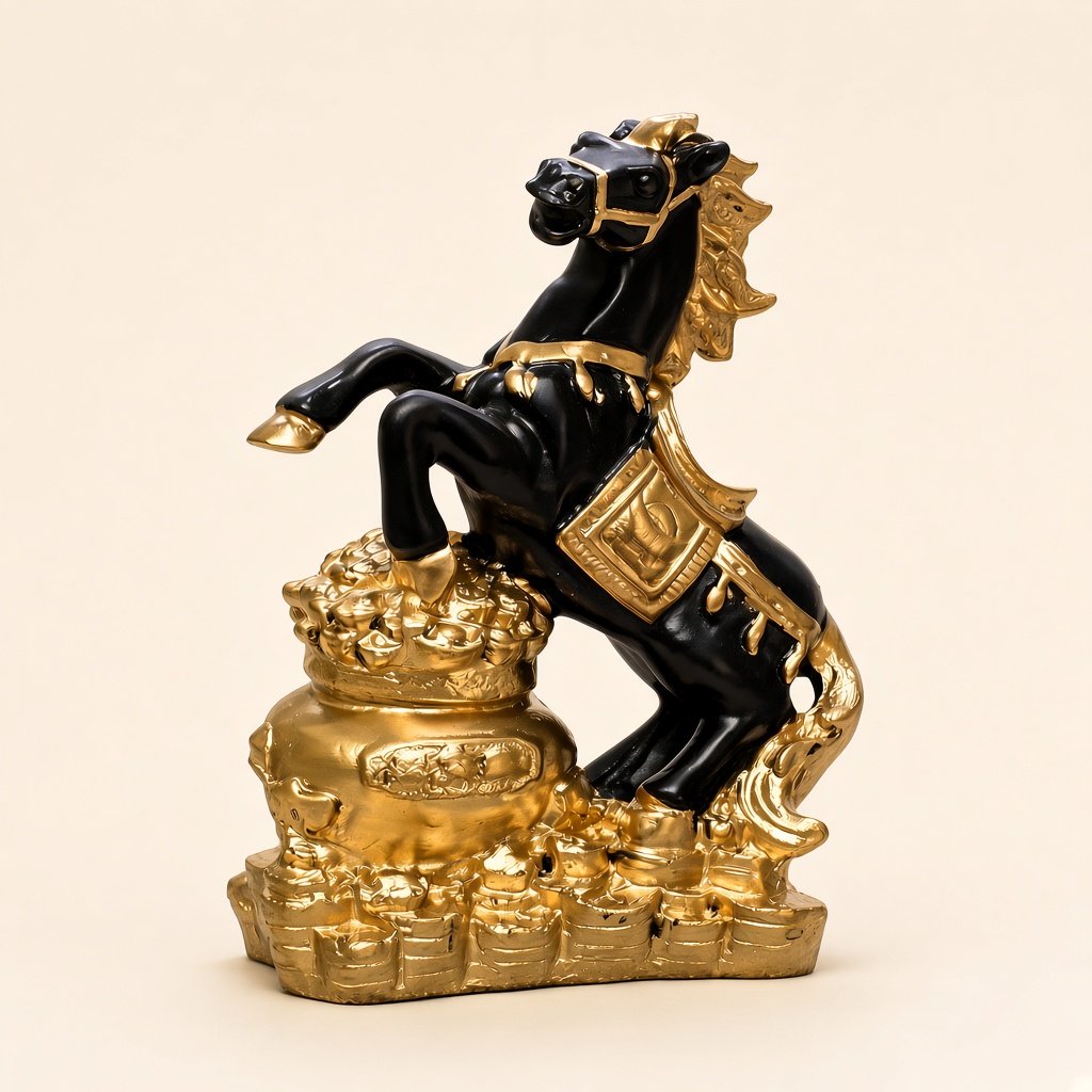 Black & Gold Horse Statue