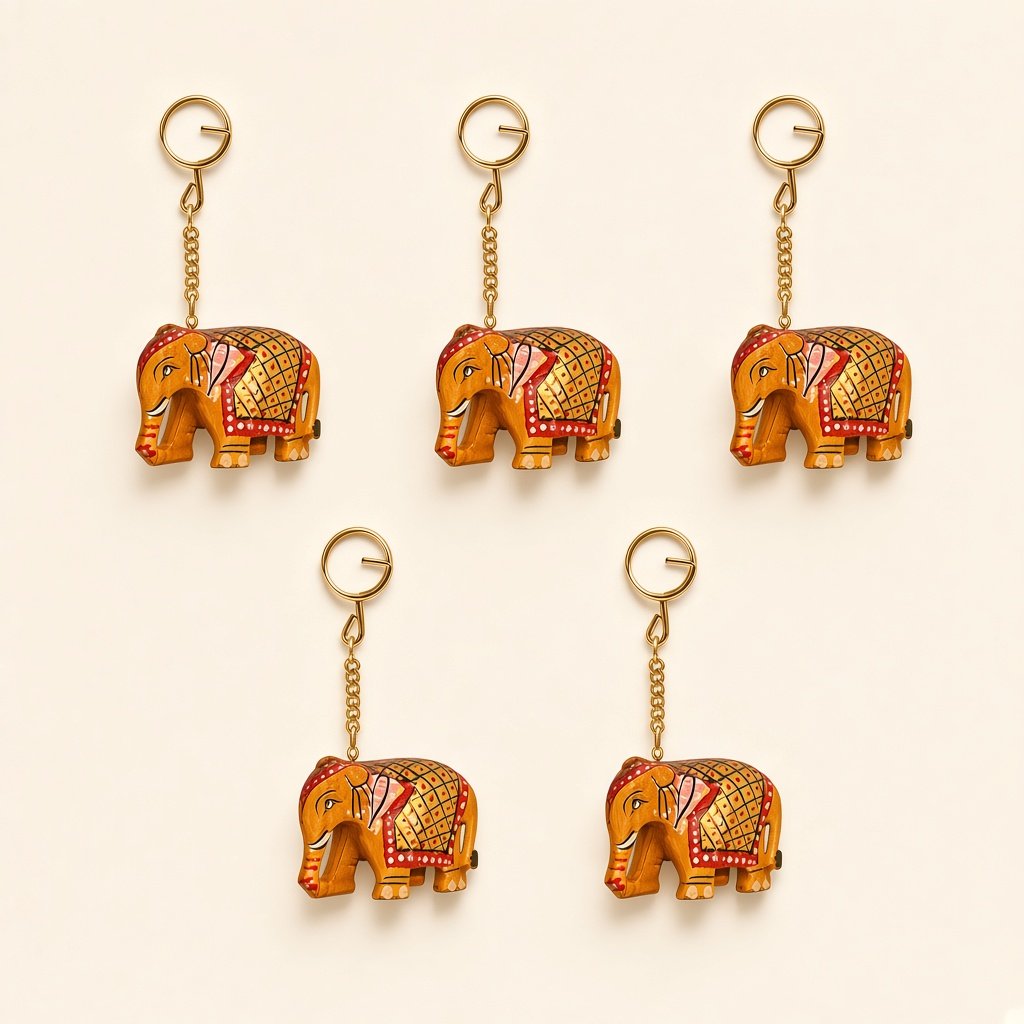 Wooden elephant keychains