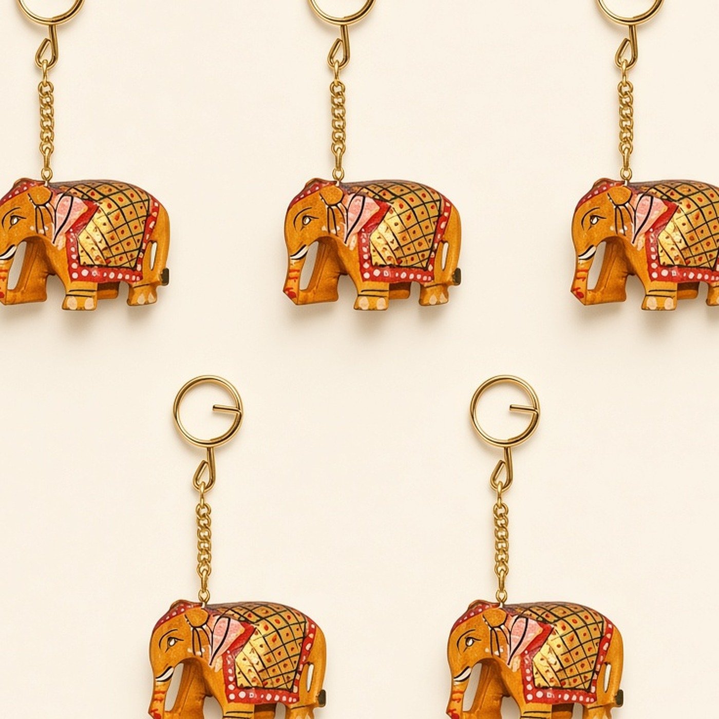 Wooden elephant keychains