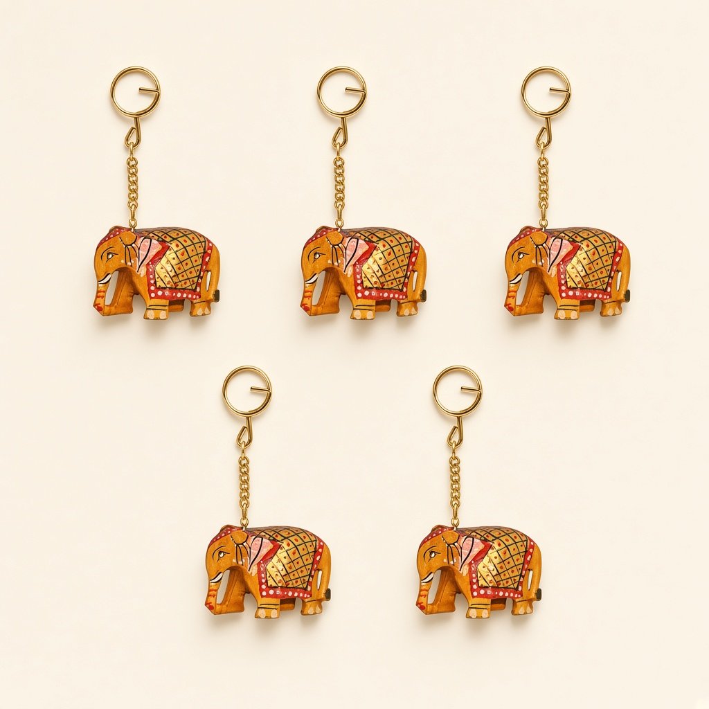 Wooden elephant keychains