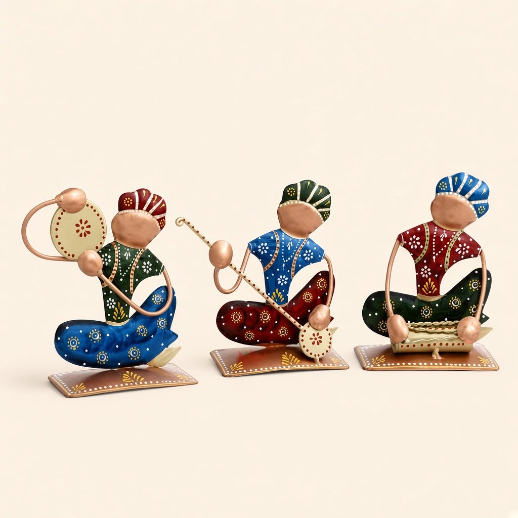Rajasthani iron musicians, set of 3