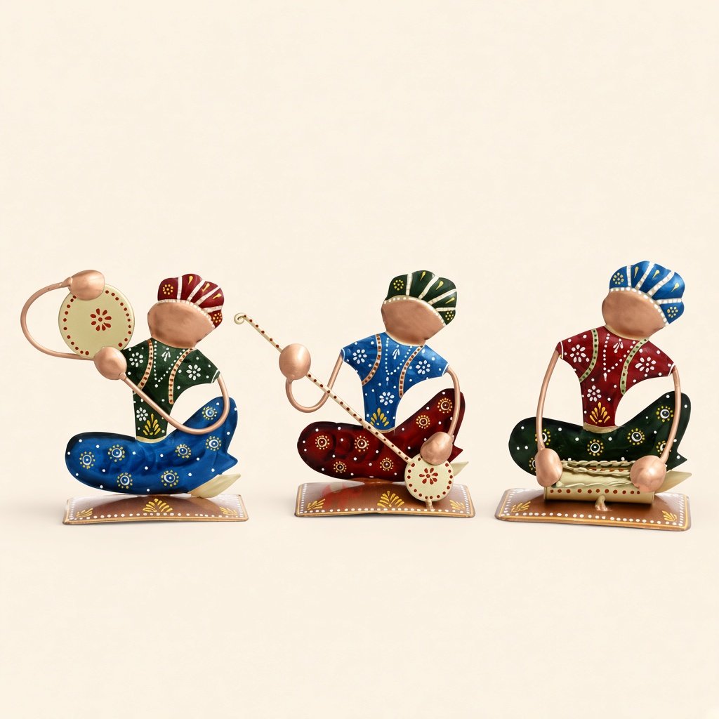 Rajasthani iron musicians, set of 3