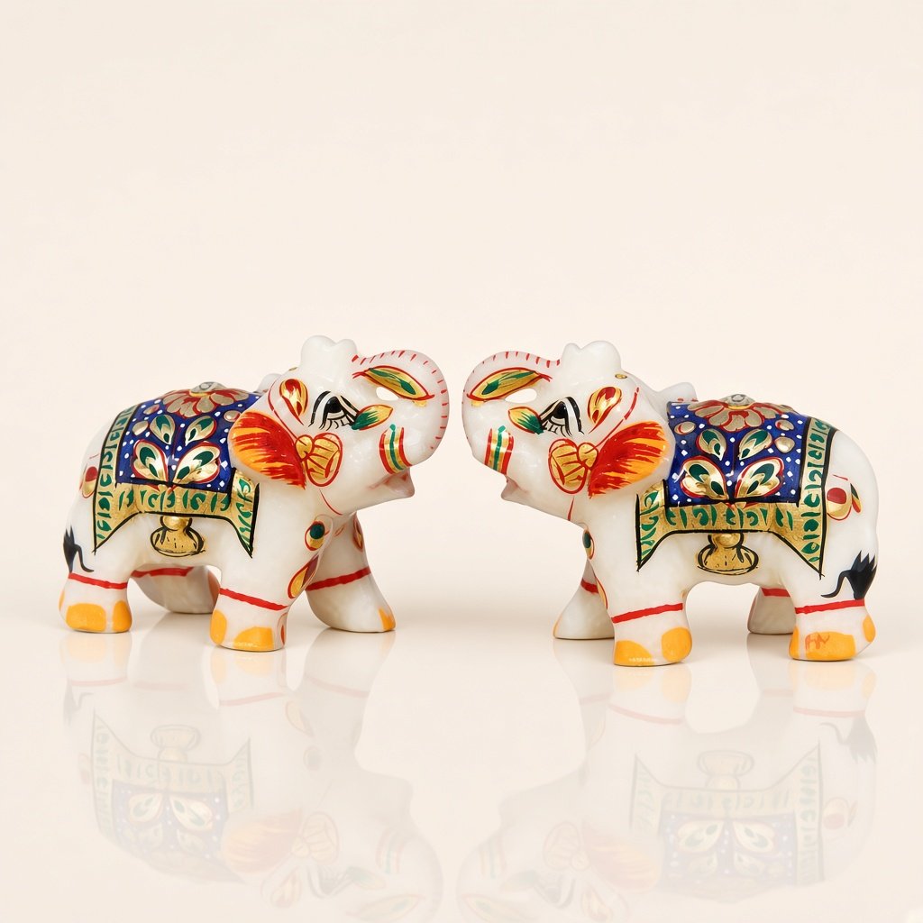 Marble elephant pair