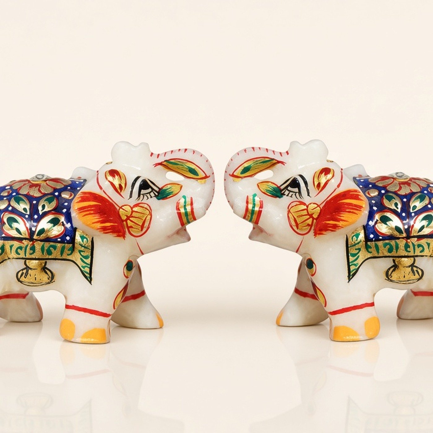 Marble elephant pair