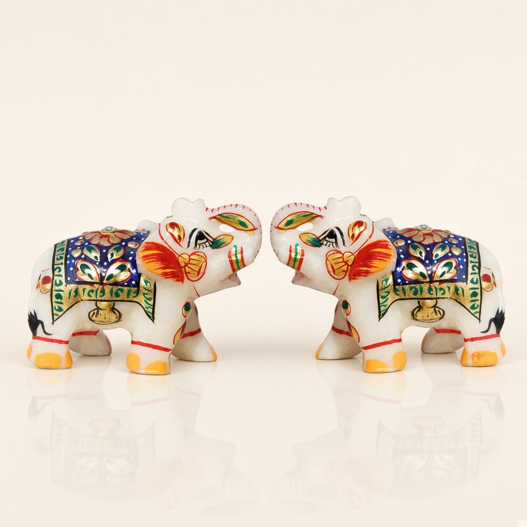 Marble elephant pair