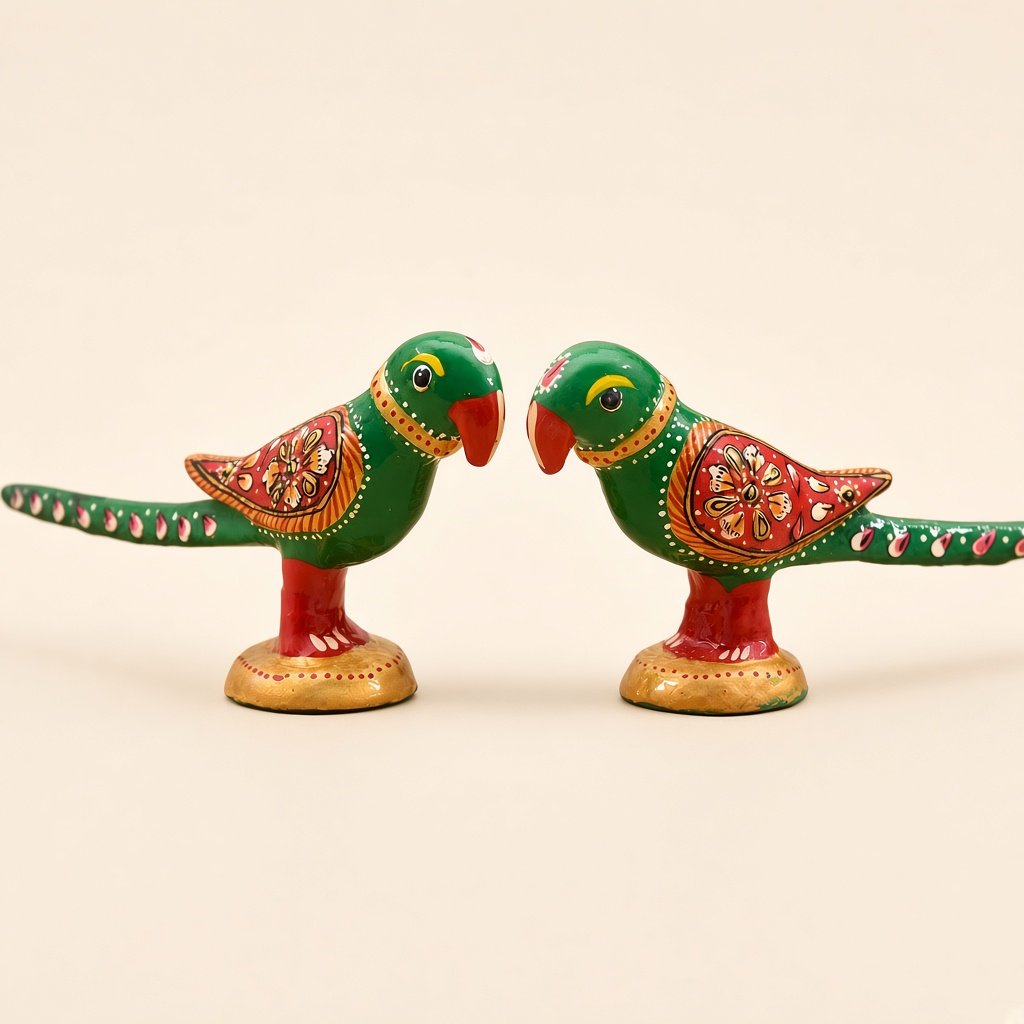 Meenakari parrots, set of 2