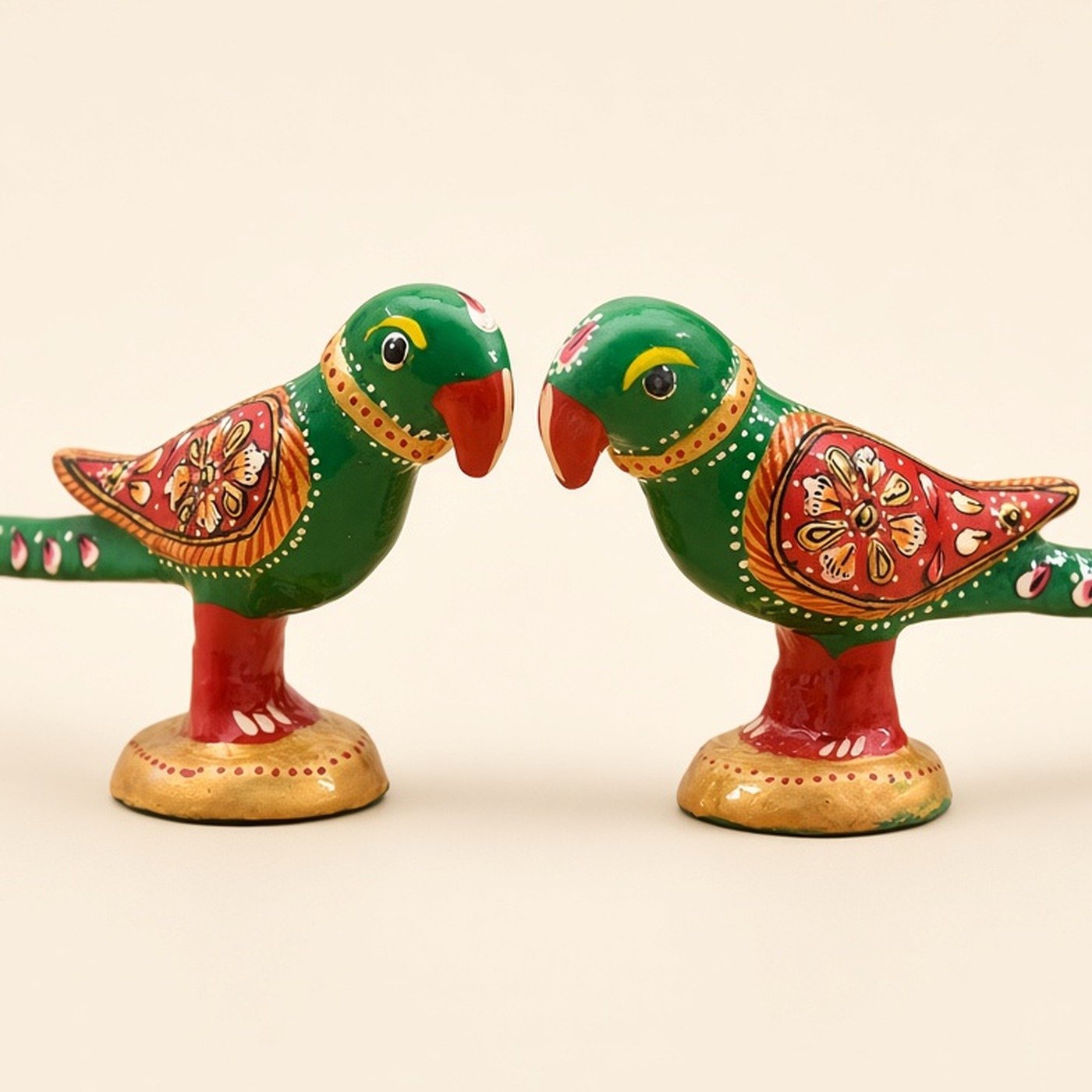 Meenakari parrots, set of 2