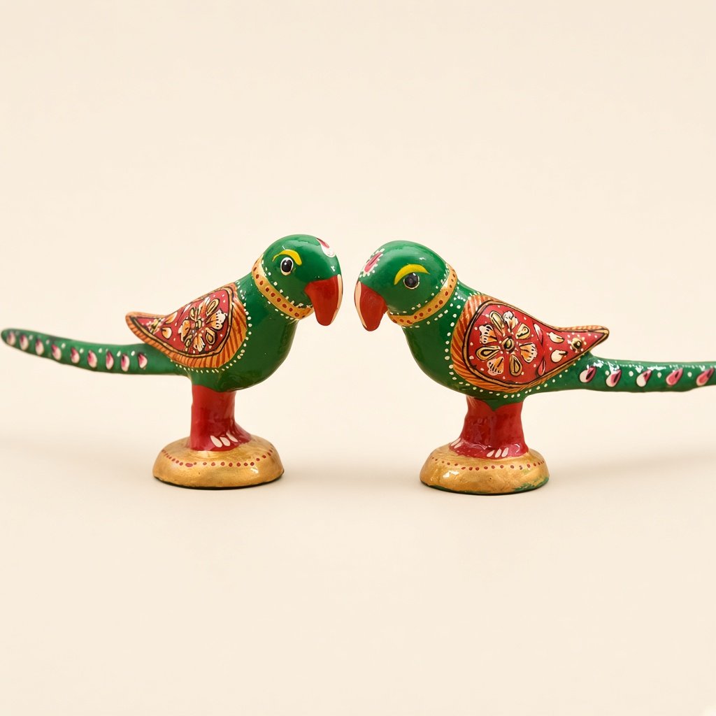 Meenakari parrots, set of 2