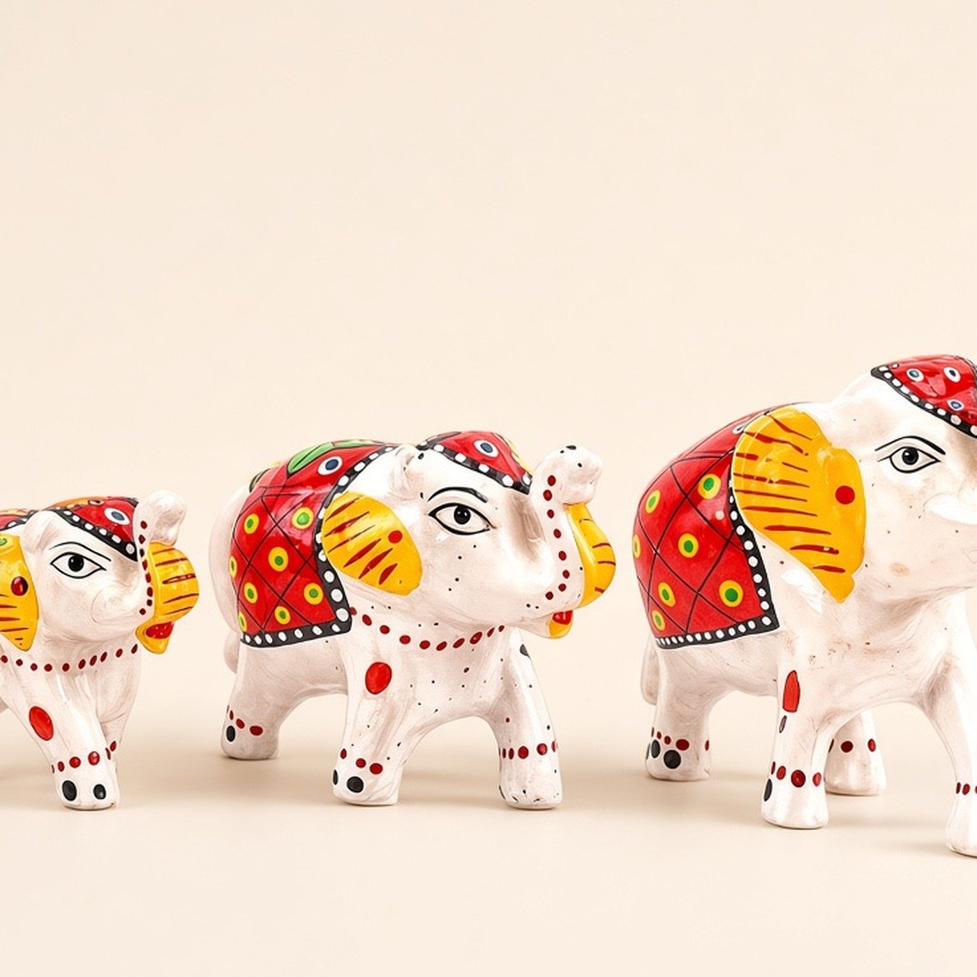 Paper mache elephants, set of 3