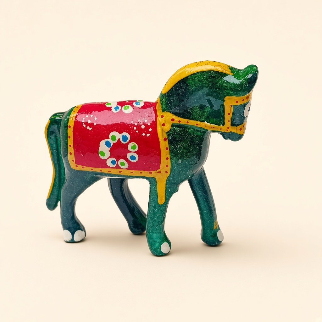 Paper mache horse, green