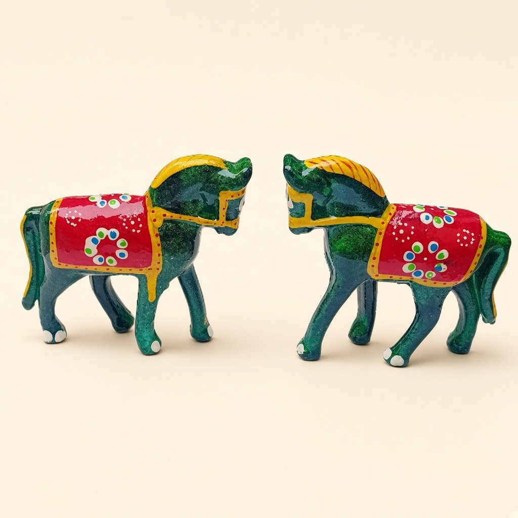 Paper mache horse, green