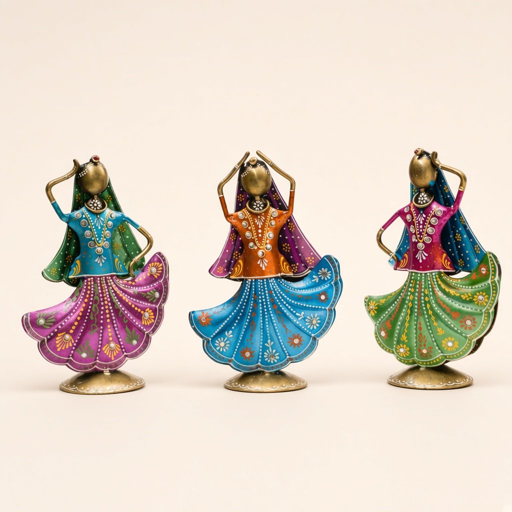 Rajasthani dancing dolls, set of 3