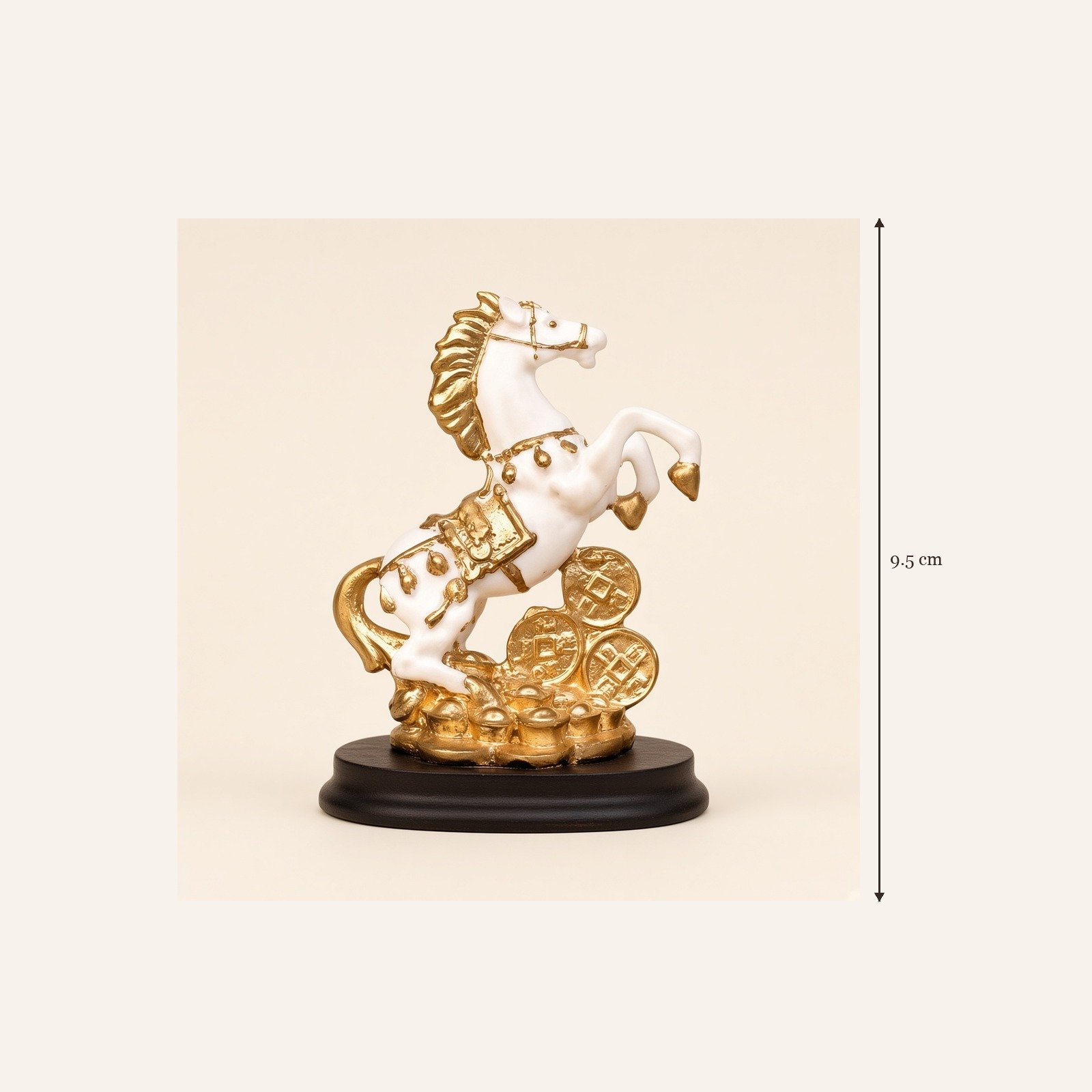 White and gold rearing horse