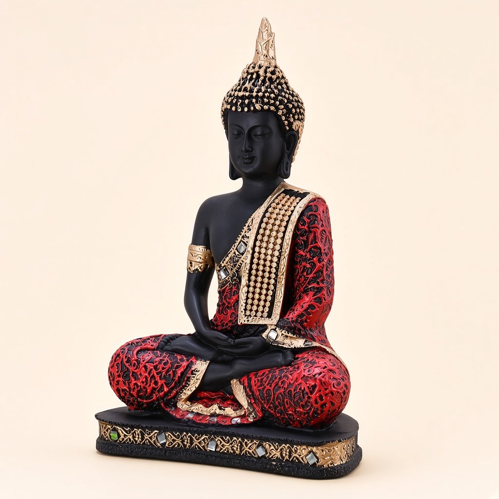 Seated Buddha — Black, Red & Gold