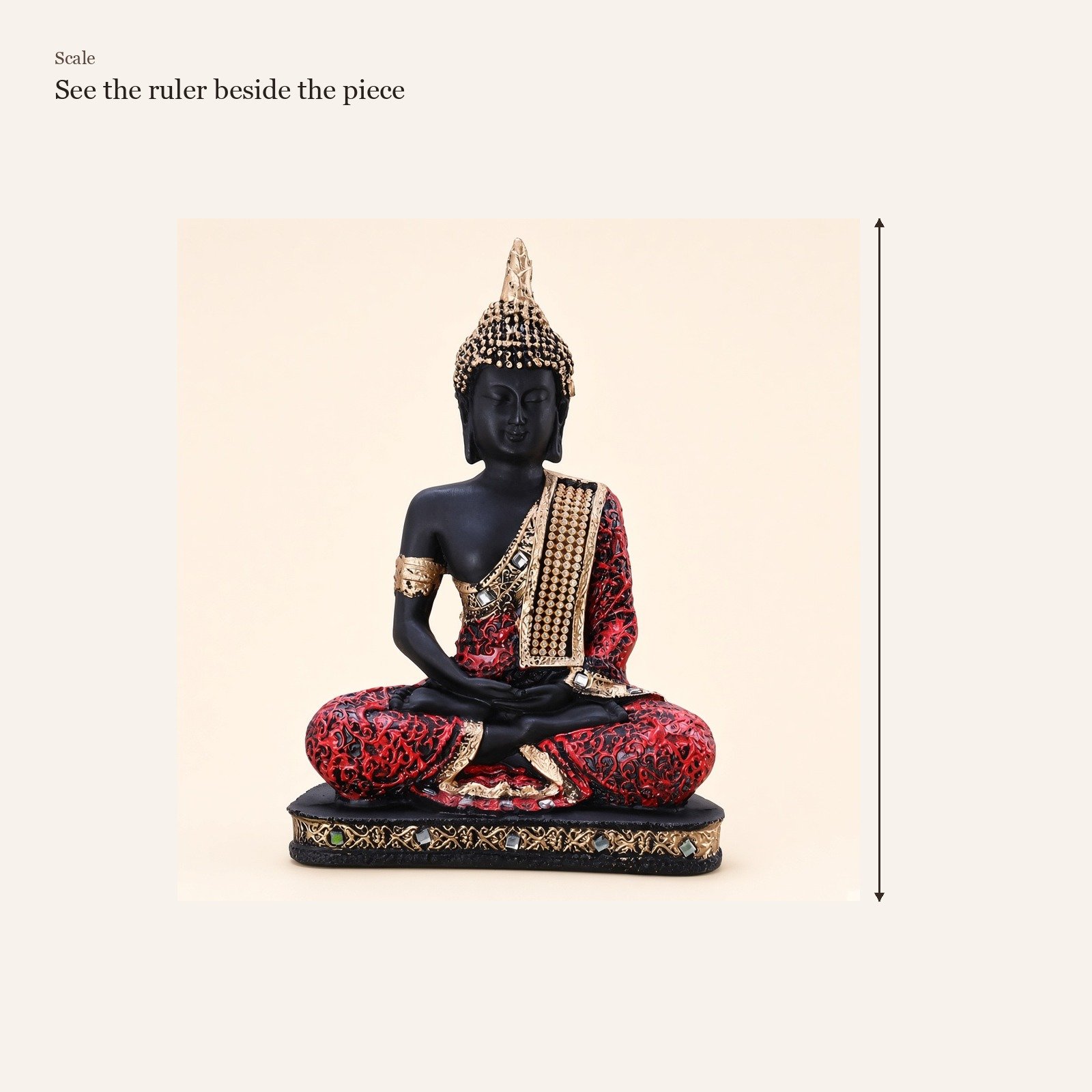 Seated Buddha — Black, Red & Gold