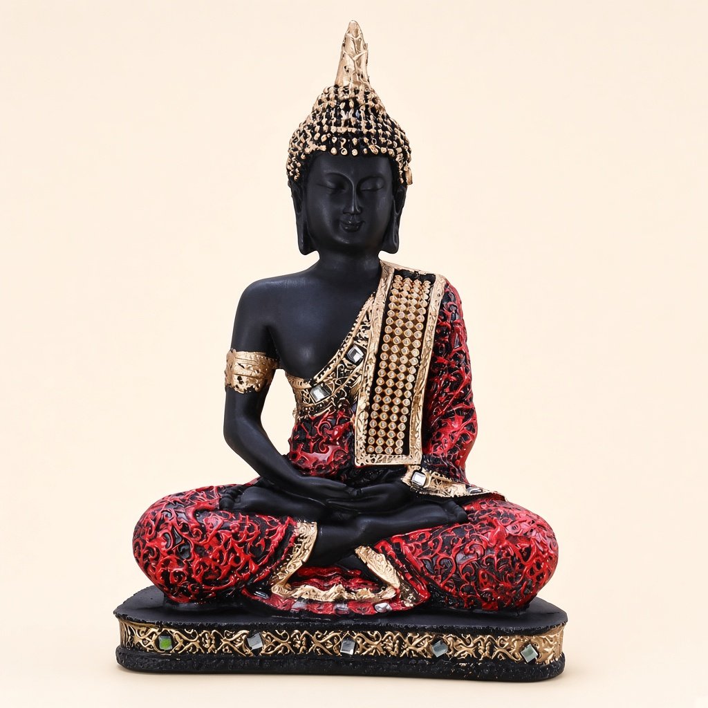 Seated Buddha — Black, Red & Gold