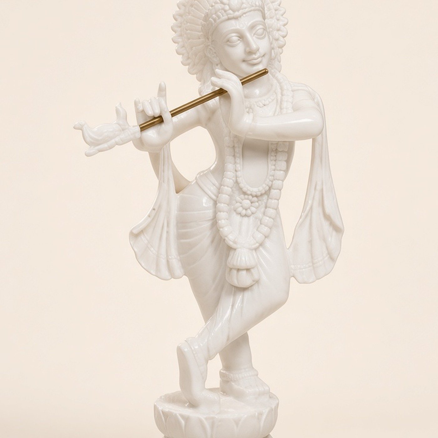 Standing Krishna, white resin
