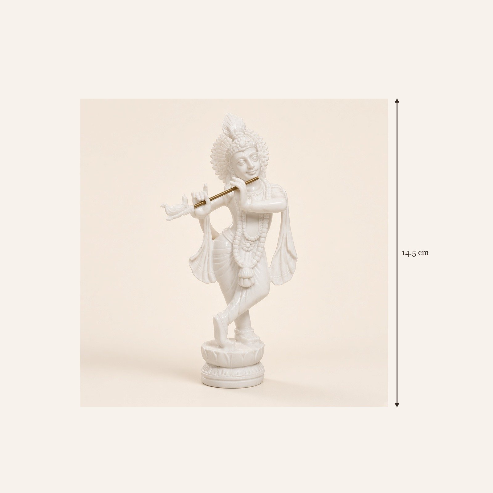 Standing Krishna, white resin