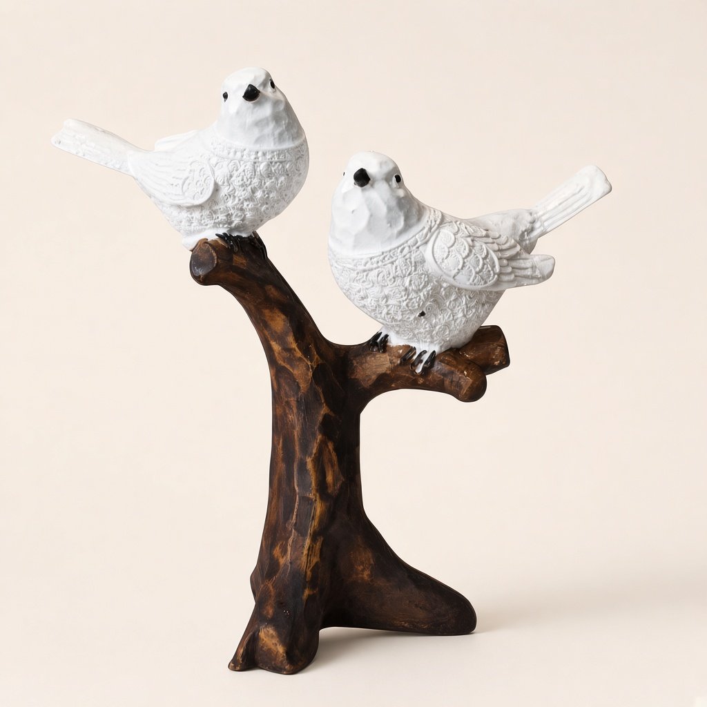 Rustic White Bird Pair