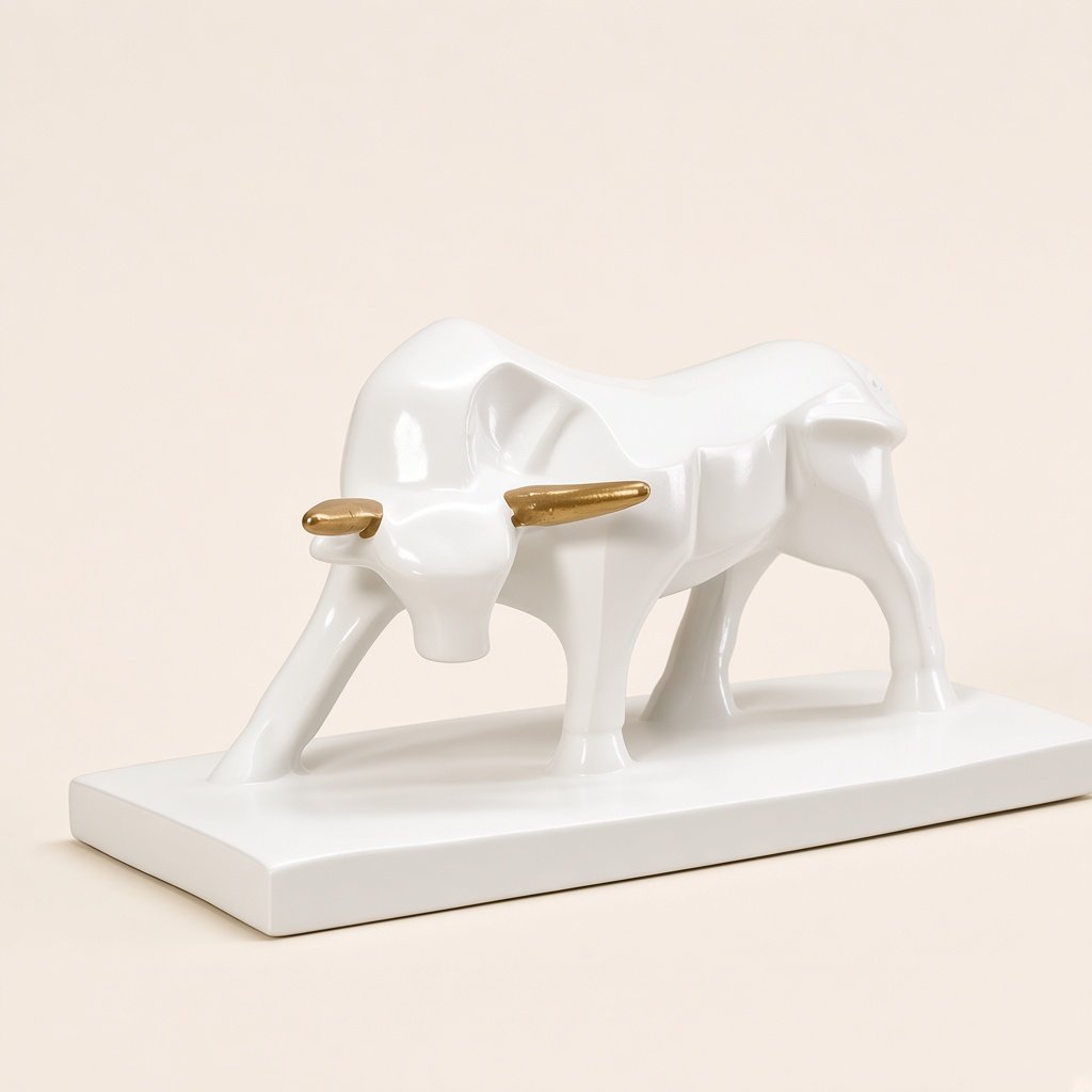 White Bull with Golden Accents