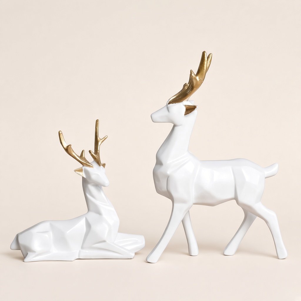 White Deer Set with Gold Antlers