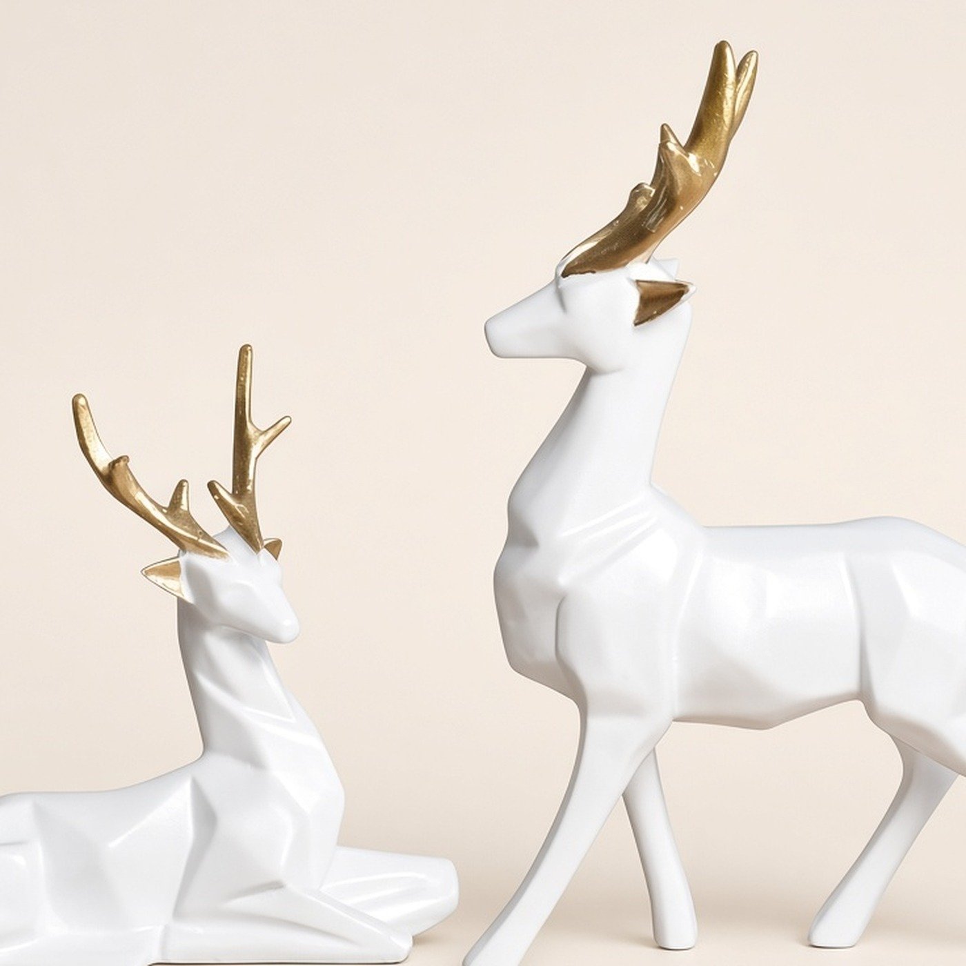 White Deer Set with Gold Antlers