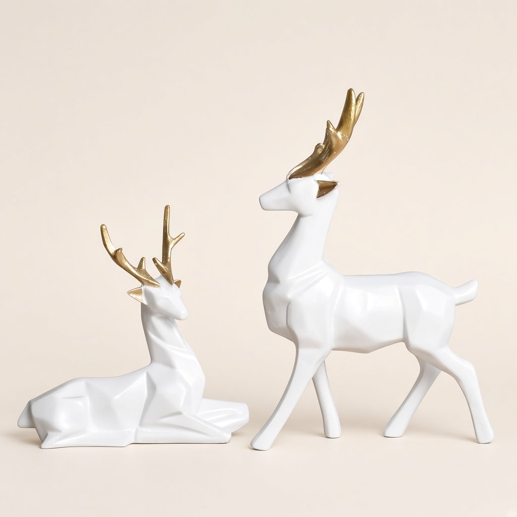 White Deer Set with Gold Antlers