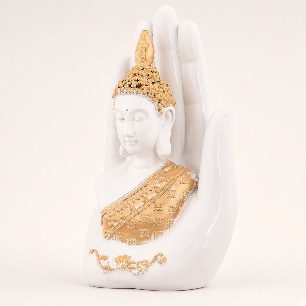 White Buddha on Palm
