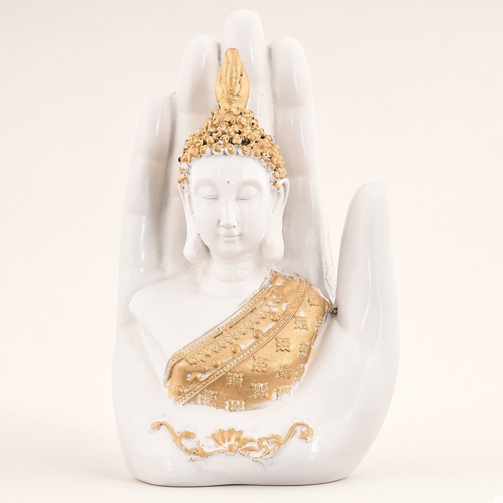 White Buddha on Palm