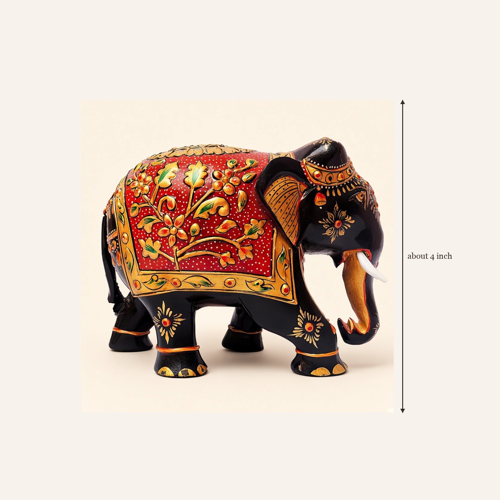 Painted wood elephant