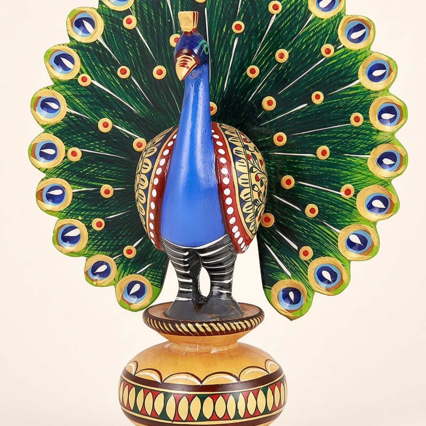 Wooden dancing peacock